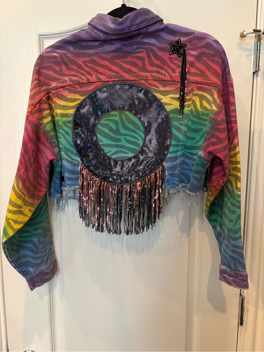 Upcycled Phish colorful denim jacket one of a kind Small